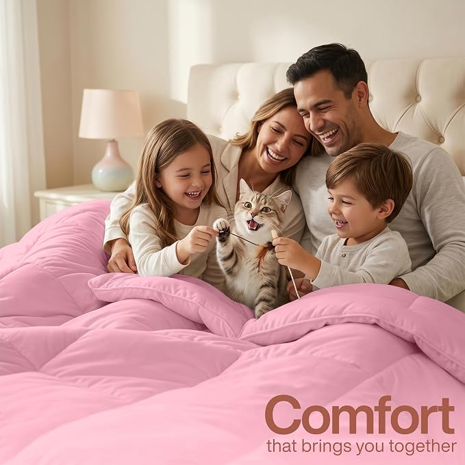 Utopia Bedding Duvet Insert, Comforter King Size 90 x 102 Inches, Pink | Cozy All Season Comforter for Kids and Teens, Unisex, Down Alternative Fill, Soft Microfiber Shell, Machine Washable.