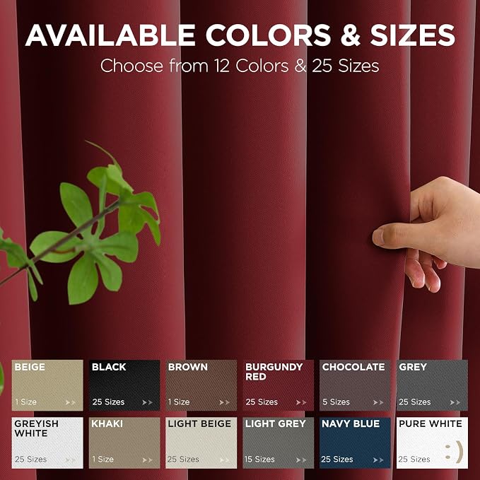 Joydeco Door Curtain Blackout Curtains for Doorway Privacy Closet Drapes | Room Divider Curtains for Bedroom Living Room, Sliding Door Curtains for Open Closet (Burgundy Red, 52Wx108L, 1 Panel)