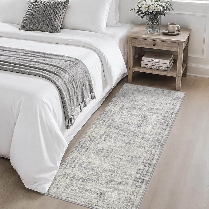 2x5 Washable Runner Rug：Modern Abstract Soft Carpet Black Grey | For Hallway, Bedroom, Kitchen, Laundry, Bathroom,Door Mat,Modern Abstract,Machine washable,Non-Slip,Stain Resistant,Indoor