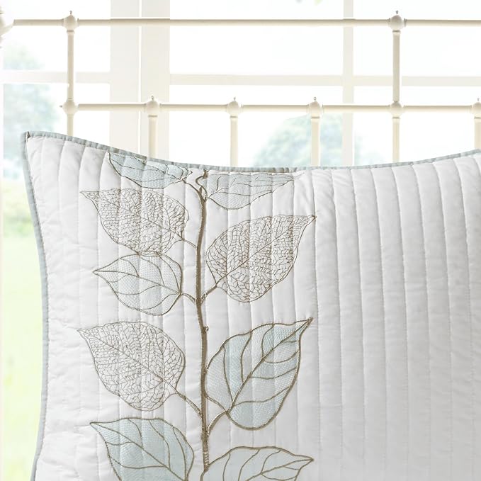 Madison Park Modern Classic Breathable Blue Queen Quilt Set, 6pc | Coverlet Lightweight Bedding Set, Machine Washable, Easy Care, Cozy, Soft, Casual, Durable