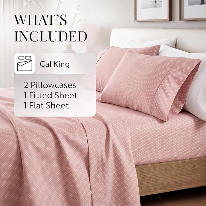 Linen Market 4 Piece California King Bedding Sheet Set (Pink Hearts) - Sleep Better Than Ever with These Ultra-Soft Cooling Bed Sheets for Your California King Size Bed - Deep Pocket Fits 16" Mattress