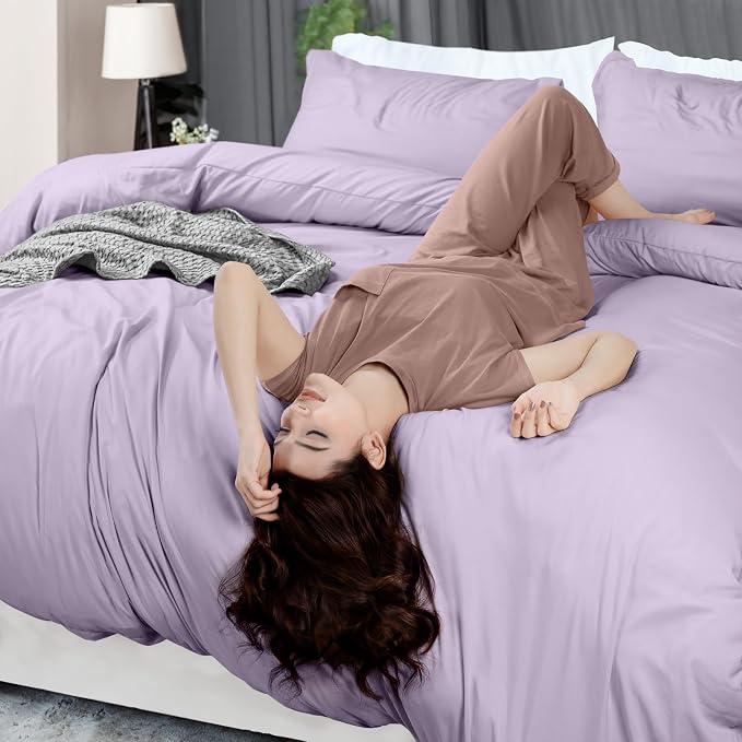 Duvet Cover King, 3 PC Cotton Like Polyester With Zipper Closure, Lavender | Extra Soft and Breathable, Wrinkle & Fade Resistant, Includes Duvet Cover and 2 Pillow Shams, Comforter Not Included, OekoTex