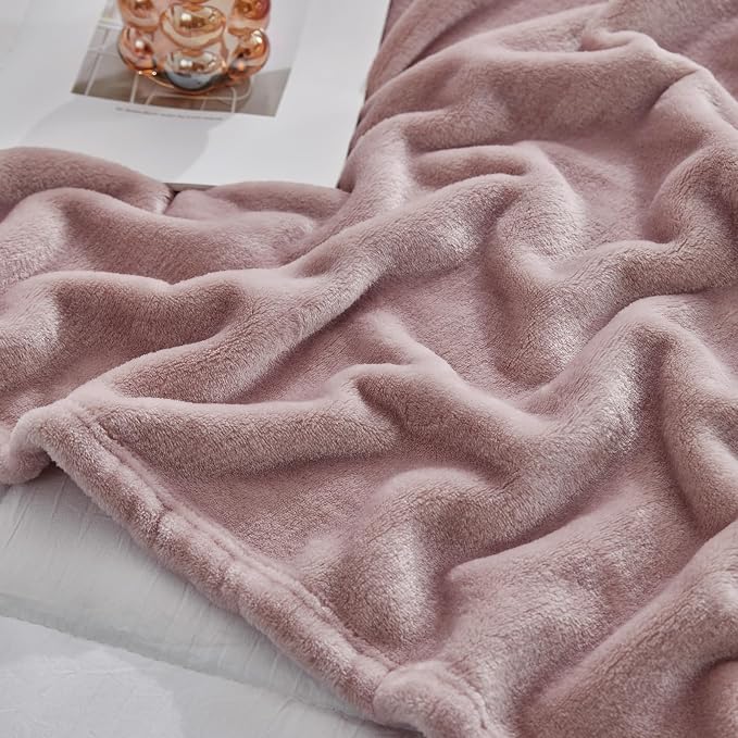 Hansleep King Pink Fleece Blanket, Soft Flannel Bed Blanket | Fuzzy Cozy Blanket 90x108 Inches, Multi-use for Bed, Sofa, Couch, Travel, Camping, All Season Warm Lightweight Cover