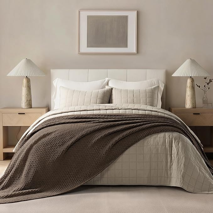 EVERGRACEHOME Chunky Chenille Knit Throw Blanket, 108x92, Cocoa Brown | Sculpted Moss Stitch, Chic Modern Farmhouse, All-Season Warmth, OEKO-TEX® Certified, Oversized King for Couch, Bed, Sofa
