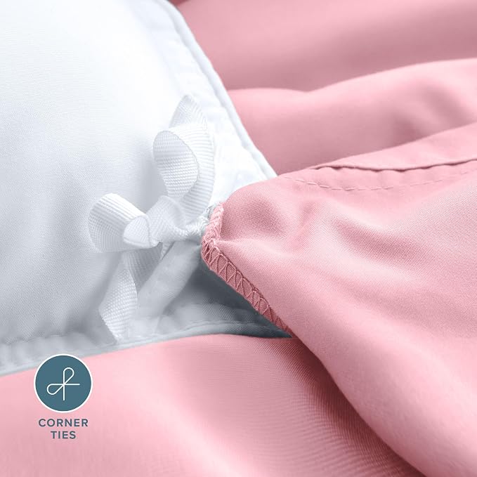 Bare Home Duvet Cover Set 1800 Ultra-Soft (Queen, Light Pink) | Lightweight, Cooling, Breathable, Premium 1800 Ultra-Soft, All-Season