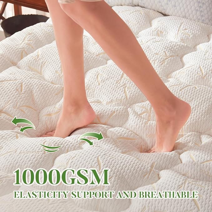 PRIMESOFT Twin XL Size Mattress Topper, Thick Pillow Top Mattress Pad，Up to 21 Inch Deep Pocket,Soft Breathable Mattress Pad for Back Pain, Waterproof Protector Cover(Beige)