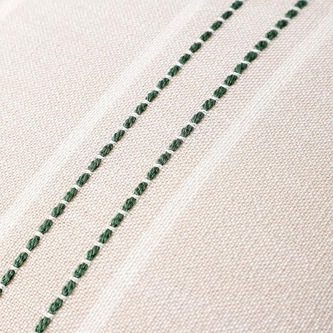 Hckot Spring Throw Pillow Covers 22x22 Set of 2 Green Pillow Covers | Farmhouse Decorative Pillows Textured Linen Square Cushion Covers for Sofa Couch Bed Living Room Decor(Dark Green)