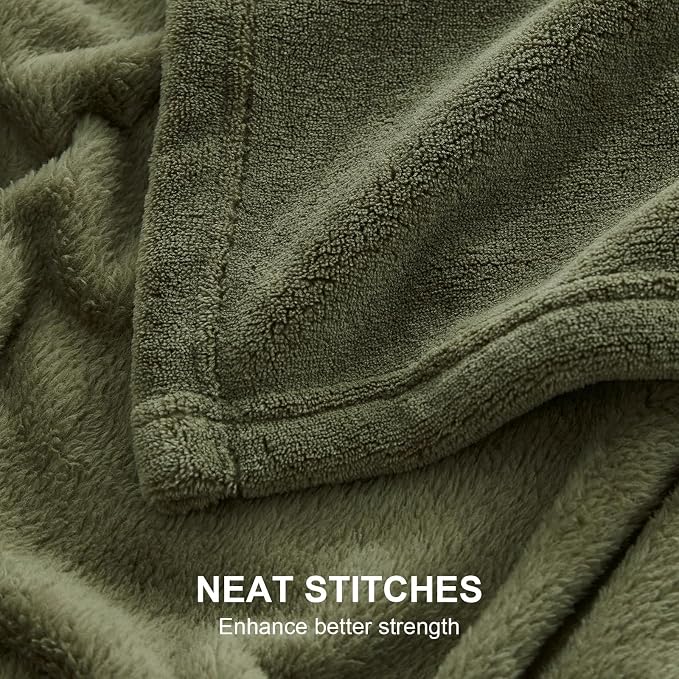 Hansleep Throw Moss Green Fleece Blanket, Soft Flannel Bed Blanket | Fuzzy Cozy Blanket 50x60 Inches, Multi-use for Bed, Sofa, Couch, Travel, Camping, All Season Warm Lightweight Cover