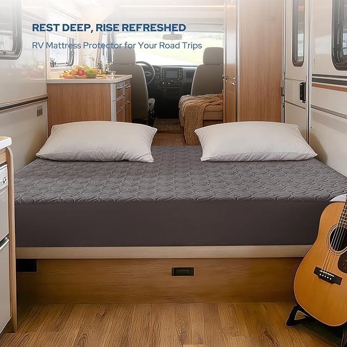 BEDLORE Waterproof Mattress Protector, RV Queen Size Mattress Pad Noiseless | Deep Pockets Fit 6"-18" Mattresses, Soft Breathable Dirt-proof Bed Mattress Cover Washable for Home, Bedroom, Hotel (Gray)