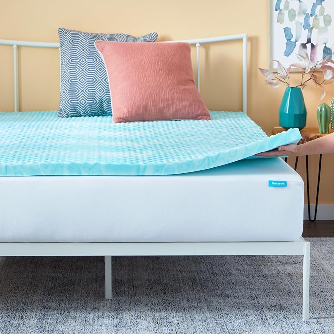 Linenspa 2 Inch Gel Memory Foam Mattress Topper – Egg Crate Style, Reversible for two feels – Promotes Airflow & Relieves Pressure Points – Twin