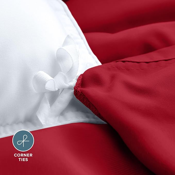 Bare Home Duvet Cover Set 1800 Ultra-Soft (Oversized King, Red) | Lightweight, Cooling, Breathable, Premium 1800 Ultra-Soft, All-Season