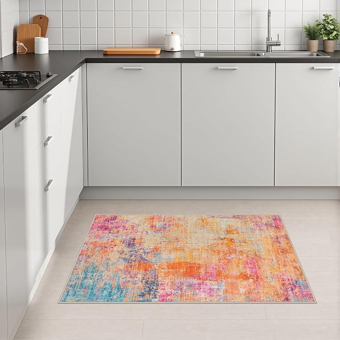 2x3 Washable Entryway Rug: Modern Abstract Soft Carpet Galaxy Haze | For Entrance, Bedroom, Kitchen, Laundry, Bathroom,Door Mat,Modern Abstract,Machine washable,Non-Slip,Stain Resistant,Indoor