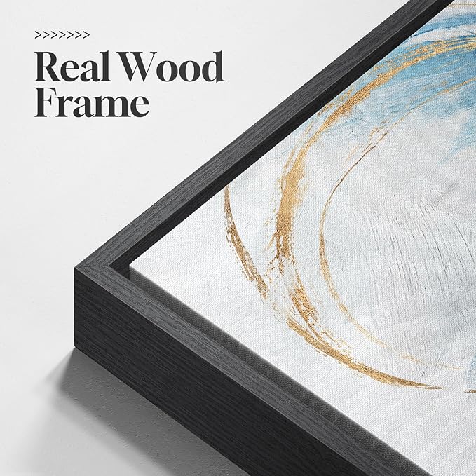 Large Framed Navy Blue Abstract Wall Art for Living Room, Horizontal 30x60 | Contemporary picture, Canvas prints, Wood frame, Modern minimalist painting, Artwork for walls, Wall decor for bedroom office