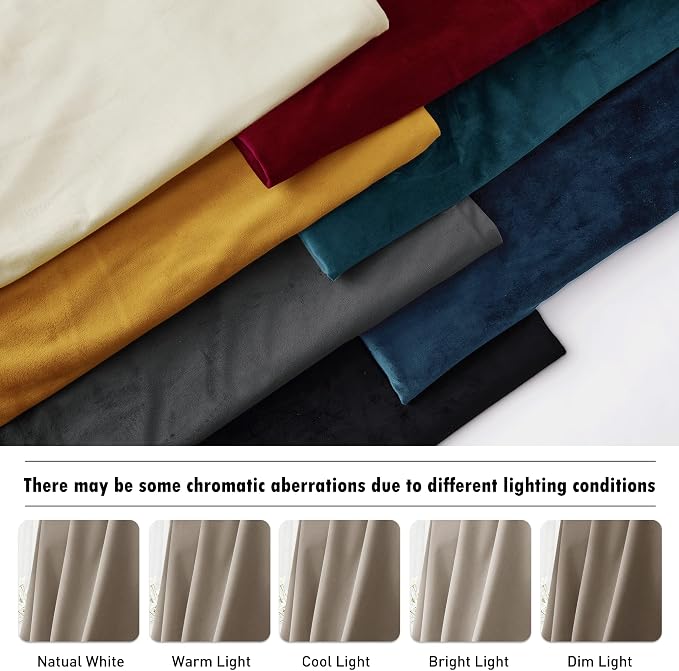 RYB HOME Velvet Curtains 90 inches Long for Sliding Patio Door | Thermal Insulated， Privacy UV Heat Blocking, Back Tab, Room Divider for Space Separation, W62 x L90, Camel Beige, 2 Panels
