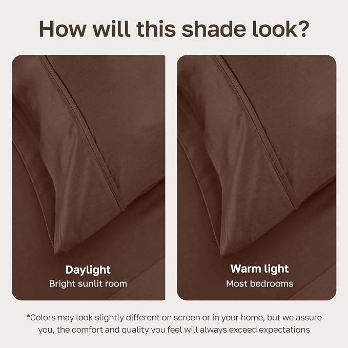 California Design Den Soft 100% Cotton Sateen Fitted Sheet Full | 400 Thread Count Backed by Good Housekeeping Seal, 16" Deep Pocket, All-Around Elastic, No-Pop Fit - Espresso Chocolate Brown