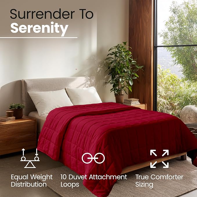 HomeSmart Queen Size Weighted Blanket 30 lbs - Breathable Ultra Soft Fabric | Evenly Distributed Medium Pressure Comforting Weight Stays Balanced, Generous Overhang, No Shifting Weight, Machine Washable