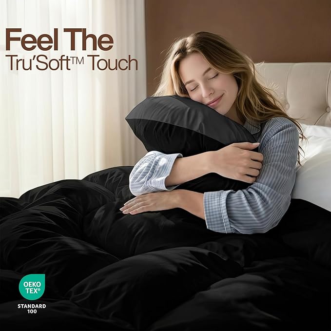 Utopia Bedding Comforter King Size, Duvet Insert, Black/Grey, 90 x 102 in | Soft and Fluffy Down Alternative Bed Comforter, All Season, Breathable, Corner Tabs, Box Stitched, Durable, Machine Washable