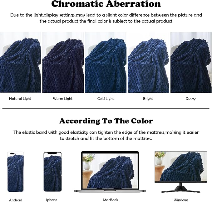 NEWCOSPLAY Fleece Clouds Cozy Throw Blanket for Couch, Dark Navy, 50"x60" | Premium Silky Flannel Blanket, Soft Lightweight Fluffy Throw Blanket for Bed Sofa Decor, Gift for All Season Use
