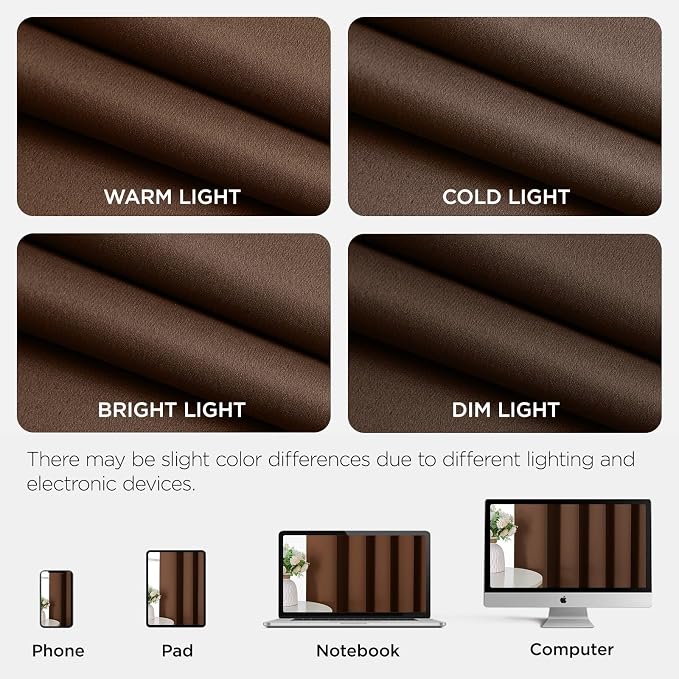 Joydeco Door Curtain Blackout Curtains for Doorway Privacy Closet Drapes | Room Divider Curtains for Bedroom Living Room, Sliding Door Curtains for Open Closet (Brown, 40Wx78L, 1 Panel)