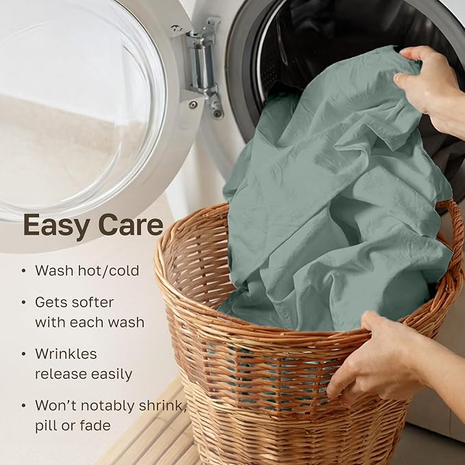 California Design Den 100% Organic Cotton XL Twin Sheets, 3 Pcs, Sage Green | GOTS Certified, Lightweight Crisp & Airy Percale For Hot Sleepers, All-around Elastic, Easy Care