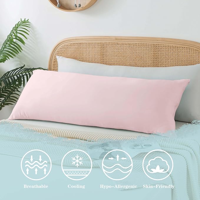 WhatsBedding Memory Foam Body Pillow with Cover, Long Bed Pillow for Adults | Zippered Removable Cooling Cover, Full Body Pillow for Adults, Long Pillow for Sleeping, Ideal for Hot Sleepers