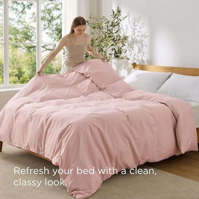Bedsure Duvet Cover Queen Size, 1Pc Soft Double Brushed Bedding, Blush Pink | For Kids & Adults, 90"x90", Only 1 Comforter Cover, No Pillow Shams, Hotel Luxury, Breathable, Lightweight, Zipper Closure