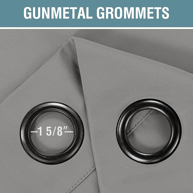 H.VERSAILTEX Blackout Grey Curtains 63 Inch Length Curtains for Bedroom, Grommet Top Thermal Insulated Short Curtains Drapes for Winter (1 Panel, Dove Gray), 52" W x 63" L