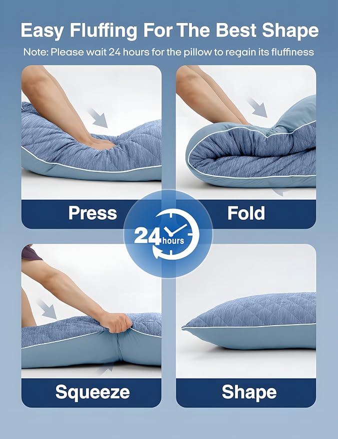 ZonLi Cooling Body Pillow for Adults Side Sleeper & Pregnancy - Memory Foam Insert Long Body Pillow 20 x 54 Inch with Washable Pillowcase, Gift for Men Women Light Blue
