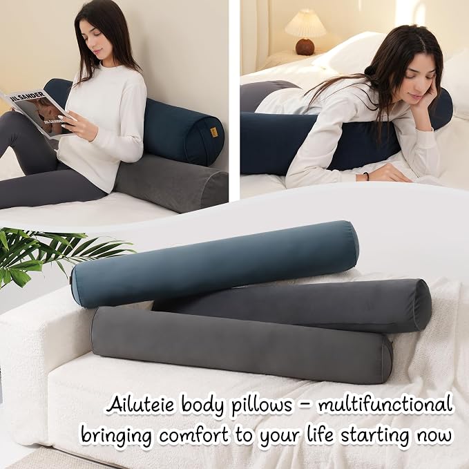 Body Pillow for Adults,Long Round Pillow,Big Cylindrical Pillow,Large Full Bolster Pillows for Side Sleepers (Teal Blue, 47.24"*7.87")