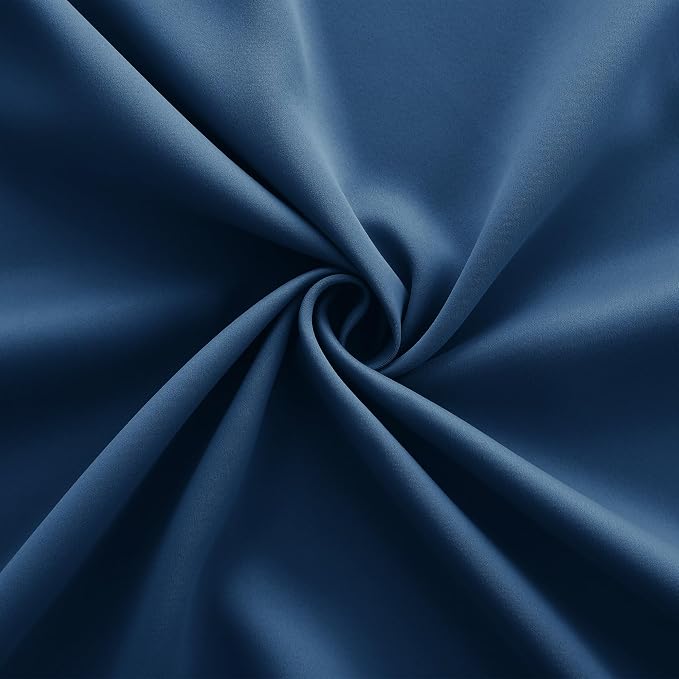 KOUFALL Denim Blue Blackout Curtains 84 Inches Long, Boho Farmhouse Country Room Darkening Thermal Insulated Curtains for Summer Heat Bedroom Living Room, 2 Panels Set, Dark Blue
