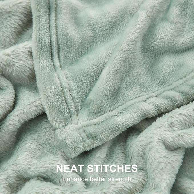 Hansleep King Grey Green Fleece Blanket, Soft Flannel Bed Blanket | Fuzzy Cozy Blanket 90x108 Inches, Multi-use for Bed, Sofa, Couch, Travel, Camping, All Season Warm Lightweight Cover