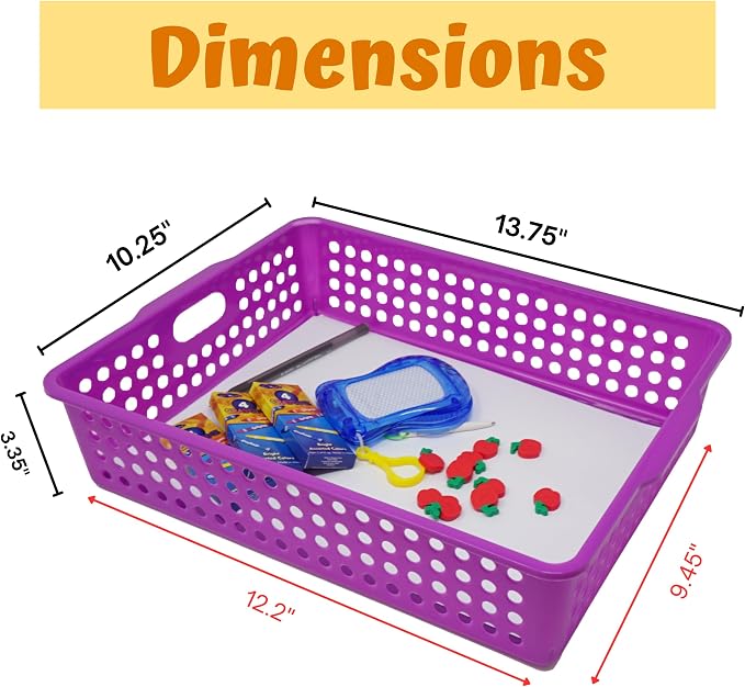 4E's Novelty 6 Pcs Colorful Plastic Classroom Storage Bins 13.75" X 10.25" for Organizing A4 Papers Trays, Turn In Containers Kids School Teachers Classroom Organization & Storage Supplies