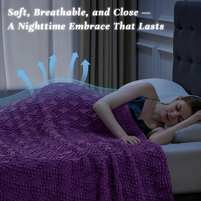 Anysay Knitted Weighted Blanket for Adult,Chunky Knit Throw 60''*80'' 20lbs | Cooling Weighted Blanket for Sleep Breathable Machine Washable Fall Heavy Blanket for Room Decor(Queen）