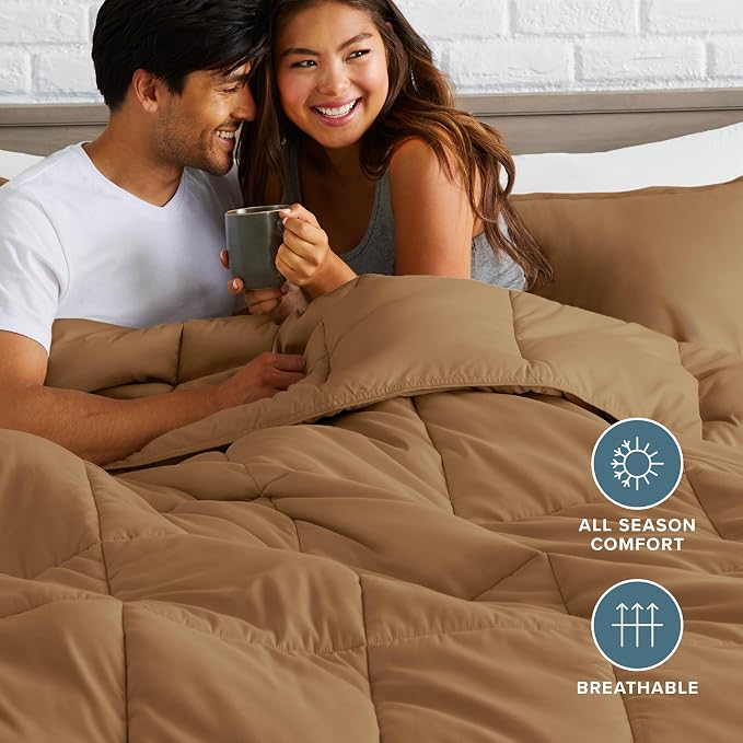 Bare Home Full Comforter Set - 1800 Ultra Soft (Full, Caramel) | All-Season, Breathable, Hypoallergenic, Premium 1800, Warm, Cozy