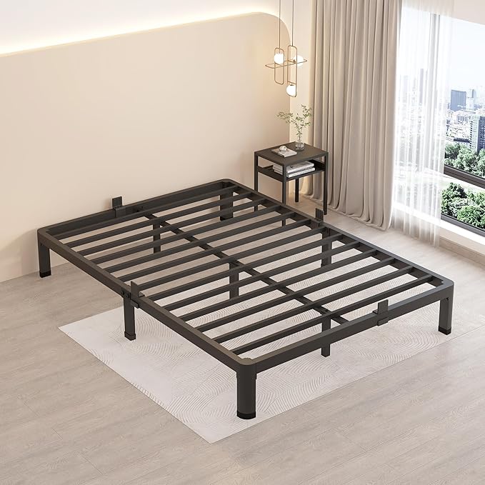 MAF 7 Inch Full Size Metal Platform Bed Frame with Round Corner Legs | Mattress Slide Stopper, 3000 LBS Heavy Duty Steel Slats Support, Noise Free, No Box Spring Needed, Easy Assembly, Anti-Slip