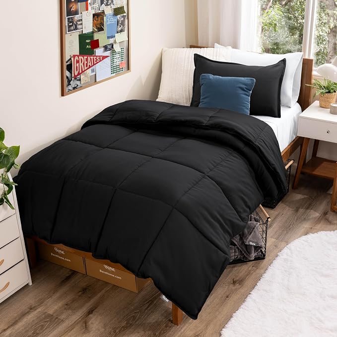 Bare Home Comforter Set - 1800 Ultra Soft (Twin/Twin XL, Black) | All-Season, Breathable, Hypoallergenic, Premium 1800, Warm, Cozy