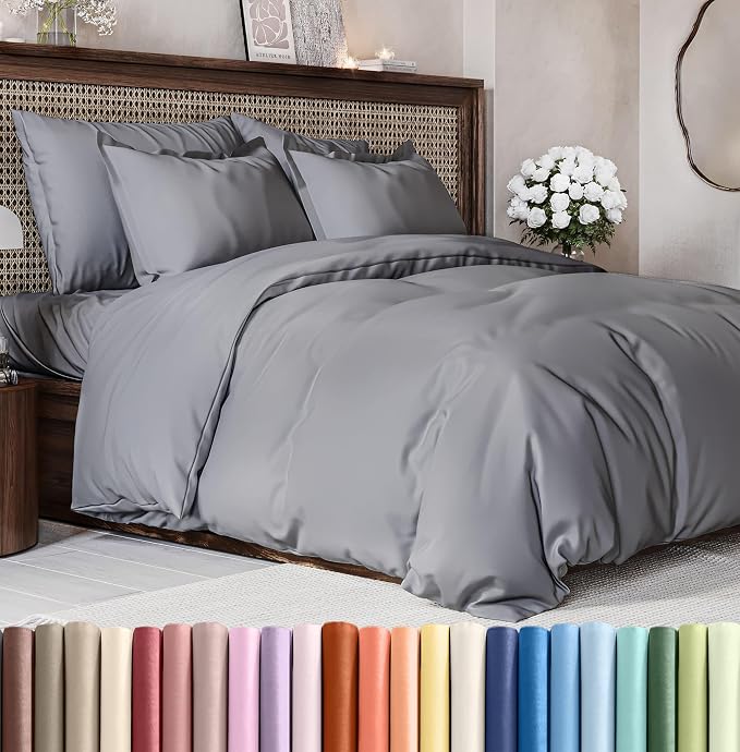 Duvet Cover King Size - Soft 3 Piece with Zipper Closure - Steel Blue | Extra Soft, Breathable, King Duvet Cover 104" x 90" with 2 Pillow Shams, Zipper Closures & Ties, Women, Men, Kids & Teens