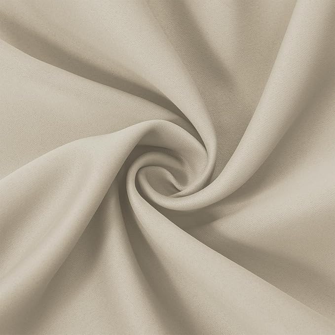 Light Beige Blackout Curtains 66 x 63 Inch Length/Set of 2 Curtain Panels/Thermal Insulated Room Darkening Blackout Curtains for Bedroom