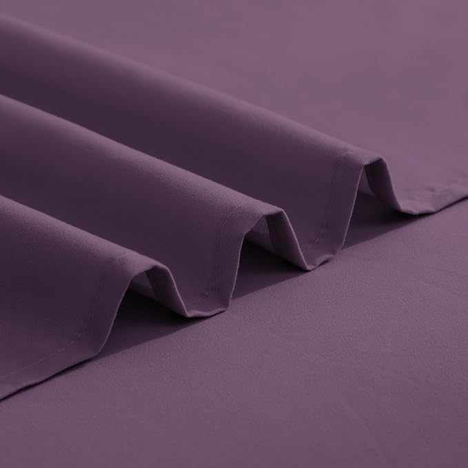 Elegant Comfort Luxurious 1500 Premium Hotel Quality Microfiber Three Line Embroidered Softest 4-Piece Bed Sheet Set, Wrinkle and Fade Resistant, California King, Eggplant-Purple