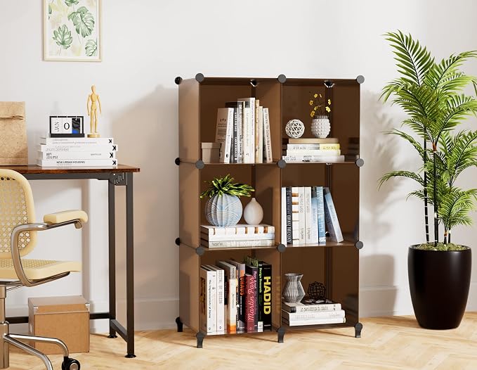 6-Cube Storage Organizer, Closet Organizer Storage Shelf Bookcase Bookshelf with Metal Hammer, Storage Cubes Organizer Cabinet for Kids, Closet, Bedroom, Bathroom, (11.8x11.8x11.8 inch)
