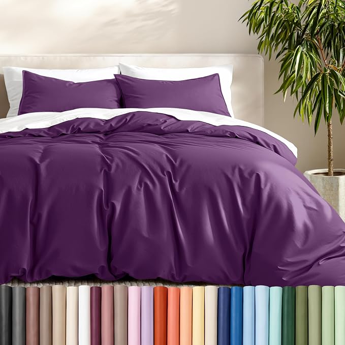 Bare Home Duvet Cover Set 1800 Ultra-Soft (Twin/Twin XL, Plum) | Lightweight, Cooling, Breathable, Premium 1800 Ultra-Soft, All-Season