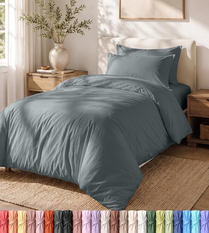 Utopia Bedding Duvet Cover Set with Pillowcases- 2 Pieces Bedding Duvet Cover with Zipper Closure - 1 Duvet Cover with 1 Pillow Sham - Soft Brushed Microfiber (Twin/Twin XL, Grey)