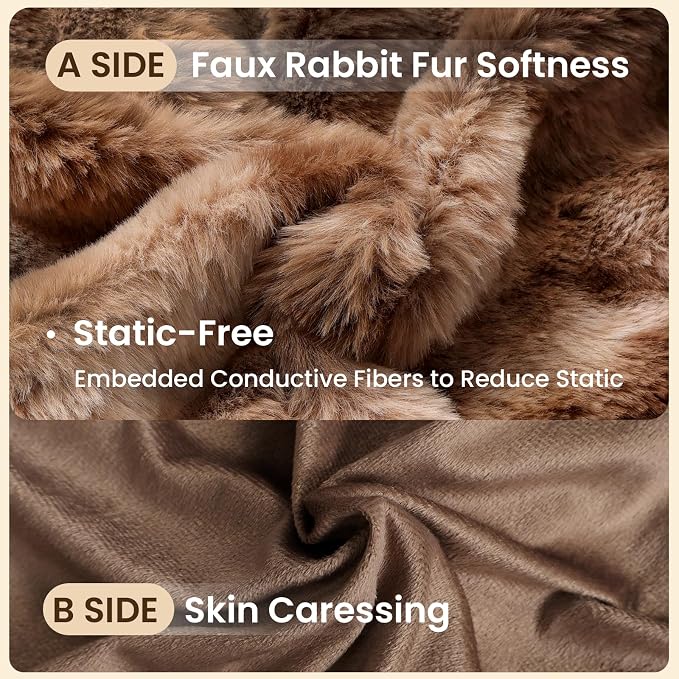 ZonLi Fluffy Body Pillow for Adults, Fuzzy Faux Fur Long Pillow with Shredded Memory Foam, Adjustable Support for Side Sleepers, Gifts, 20 x 54 Inch, Brown