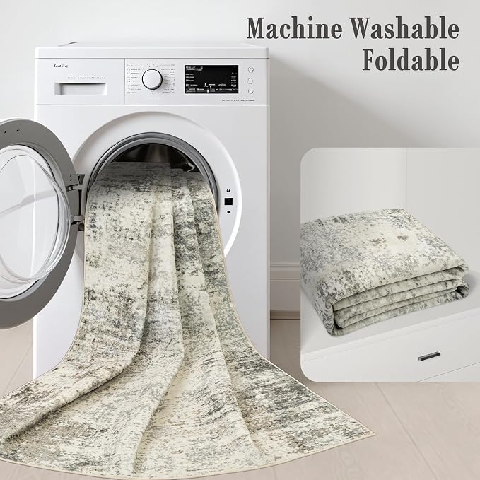 3x10 Washable Runner Rug：Modern Abstract Soft Carpet Ash Brown | For Hallway, Bedroom, Kitchen, Laundry, Bathroom,Door Mat,Modern Abstract,Machine washable,Non-Slip,Stain Resistant,Indoor