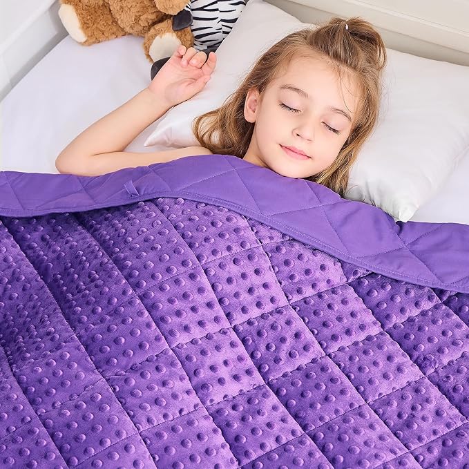 yescool Purple Weighted Blanket 3 lb Small Weighted Lap Blanket for Girls, Cooling Weighted Throw Blankets Minky Heavy Blankets, for 20-45lbs, 36 * 48in