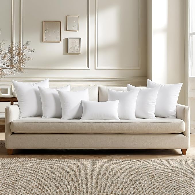 MIULEE 12x12 Throw Pillows Inserts 2 Pack, Decorative Pillows for Couch Bed | 100% Virgin Filling, Full and Fluffy, Lumbar, Back and Neck Support
