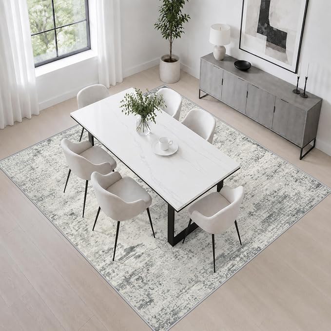 Area Rug Living Room: 4x4 Modern Washable Indoor Soft Carpet Gray | For Bedroom Dining Room Farmhouse Nursery Hallway Office,Modern Abstract,Machine washable,Non-Slip,Stain Resistant,Indoor