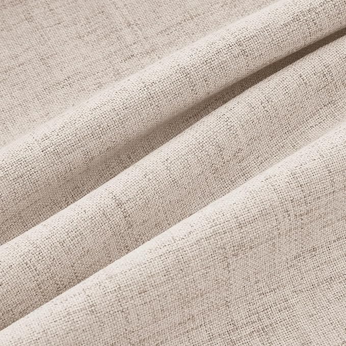 MIULEE 100% Blackout Linen Curtains 42 x 90 Inch Natural 2 Panels | Thermal Insulated, Room Darkening Drapes for Bedroom Living Room, Back Tab Rod Pocket Pinch Pleated, Solid Luxury Decor