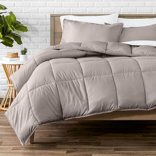 Bare Home Queen Comforter Set - 1800 Ultra Soft (Queen, Khaki) | All-Season, Breathable, Hypoallergenic, Premium 1800, Warm, Cozy