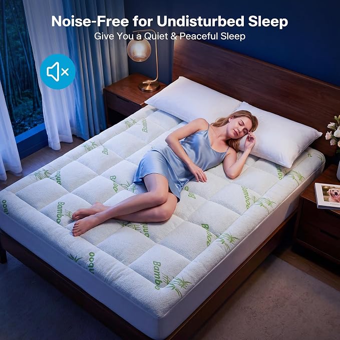 Waterproof Cal King Size Mattress Topper Viscose Derived from Bamboo, Extra Thick Mattress Pad for Back Pain, Cooling Mattress Topper with Deep Pocket 8"-21", Green,Cal King